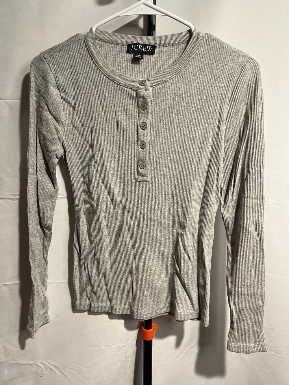 J.Crew women's Classic Crewneck long-sleeve ribbed Knit henley Fitted shirt Sm